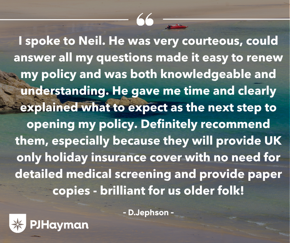 P J Hayman review about travel insurance for staycations 