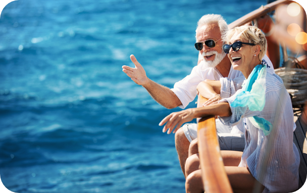 free spirit couple enjoying their fly cruise